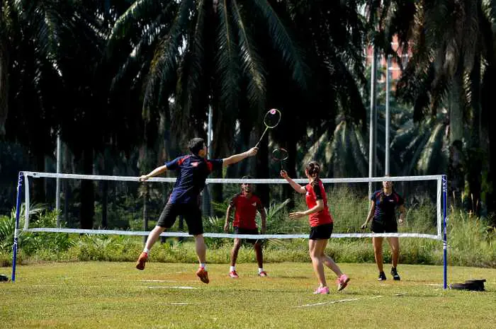AirBadminton being played in grass